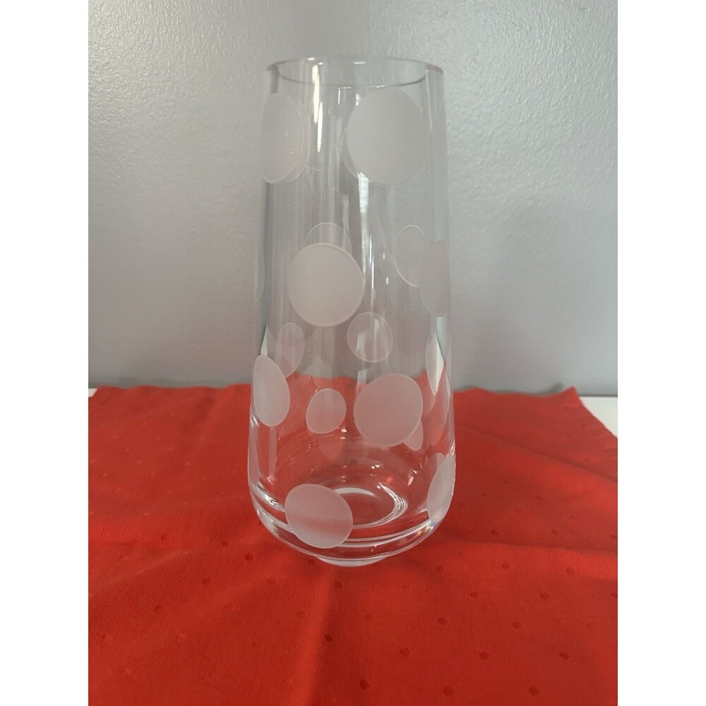 Kate Spade X Lenox Crystal 10” Coverdale Etched Polka Dot Design Vase EUC